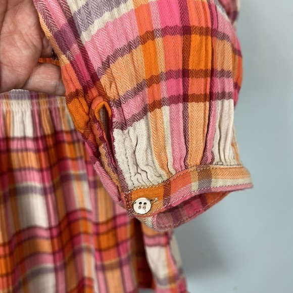 We the Free Free People Sienna Plaid Tie Back Top Sz S - Picture 11 of 13